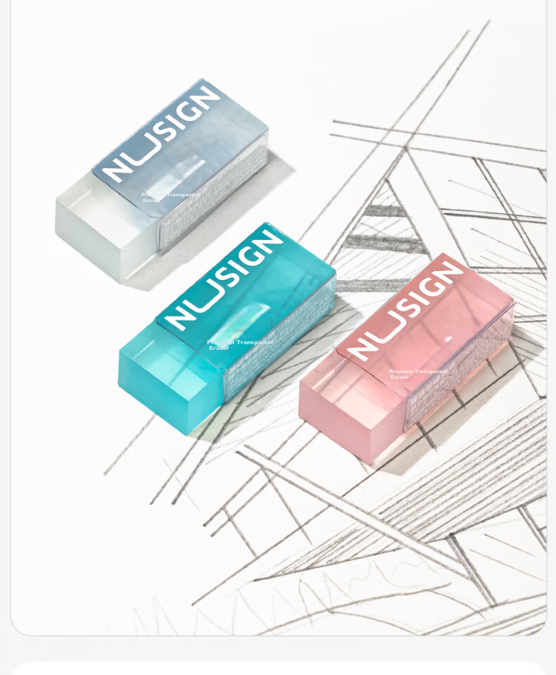 NUSIGN (Deli) NUSIGN Ultra-Clear Eraser, Super Clean Easy-To Low-Debris for Middle School And College Entrance Exams, Student Exam Drawing Erasing Visible Small Single Piece 6