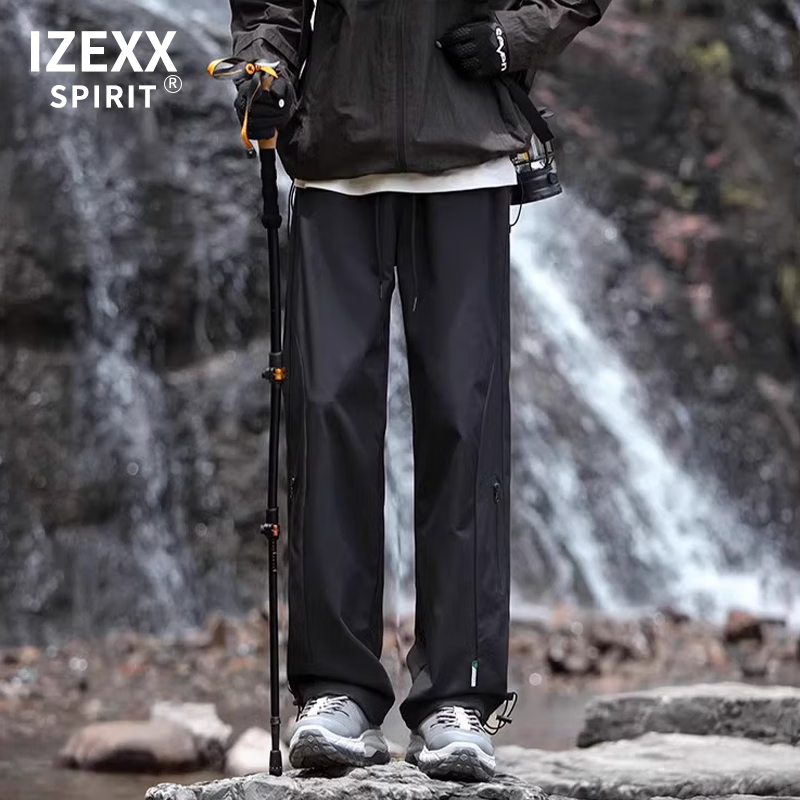 IZEXX Мужские функциональные повседневные брюки, весенние ветрозащитные и водонепроницаемые, свободные прямые брюки-карго, размер 5XL, цвет хаки