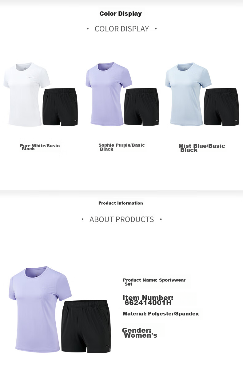 361° Women's Running Outfit Set, Summer New Casual Short-Sleeve Shorts Two-Piece Set 662414001H-4 81