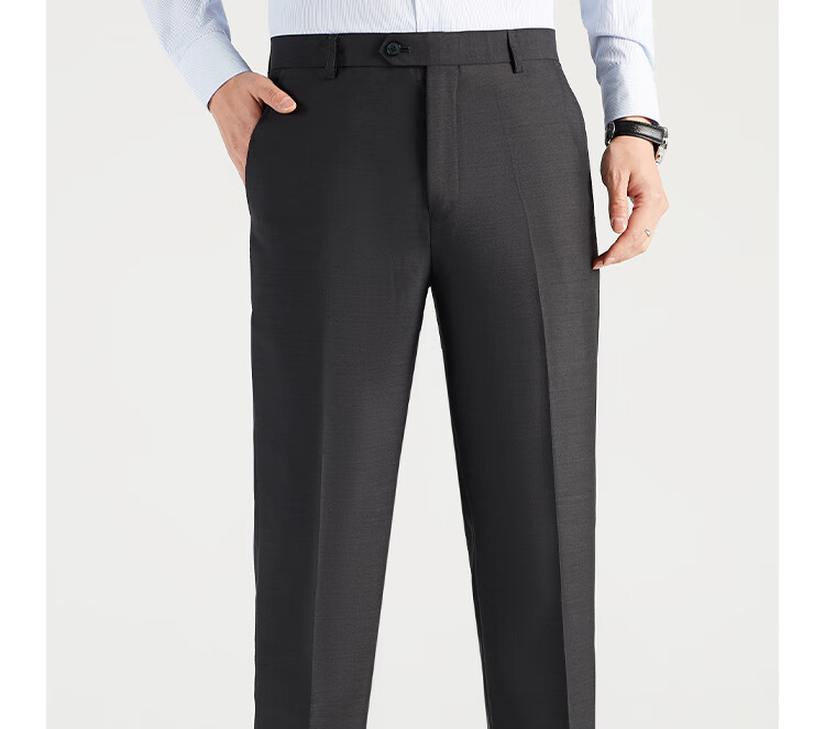 ROMON Men's Wool Business Straight-Leg Dress Pants Spring and Autumn Casual Suit Trousers Work Pants 22