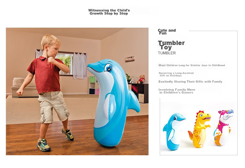 INTEX Inflatable Punching Bag, Children's Fitness Boxing Exercise Toy, Dinosaur/Dolphin/Magical Dragon Sandbag Water Bag Style Randomly Sent 10