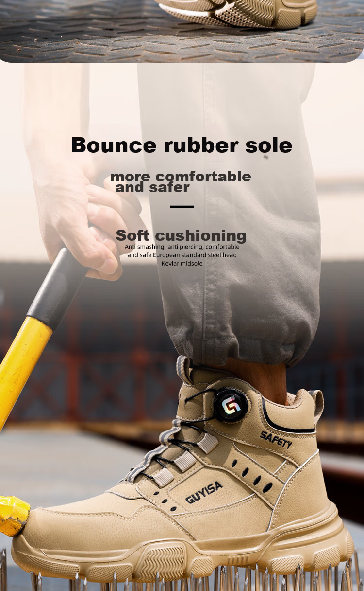 Fumeier Safety Shoes for Men, High-Top Steel Toe Cap, Anti-Smashing, Anti-Puncture, Waterproof, Ultra-Light Comfortable Work Shoes F055BK Size 43 4