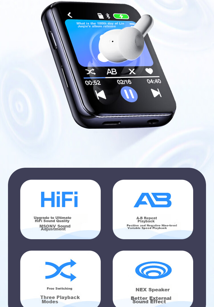 BENJIE R1 Bluetooth MP3 Player with Camera, Portable Music Player for Students, MP4 Player for High School Students, MP5 Electronic Book Reader P3 P4 P6 6