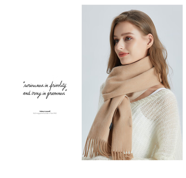 ELLE [Gift Box] 100% Wool Scarf for Women, Double-Sided Autumn And Winter Thick Warm Shawl Neck Wrap Gift Mid-Autumn Festival 14
