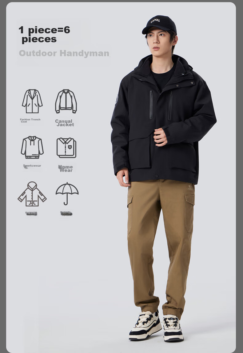 CAMEL Jilong 2.0 Three-In Outdoor Mountaineering Jacket for Men And Women, Hard Shell Coat for Tibet Travel, M34CF03635 16