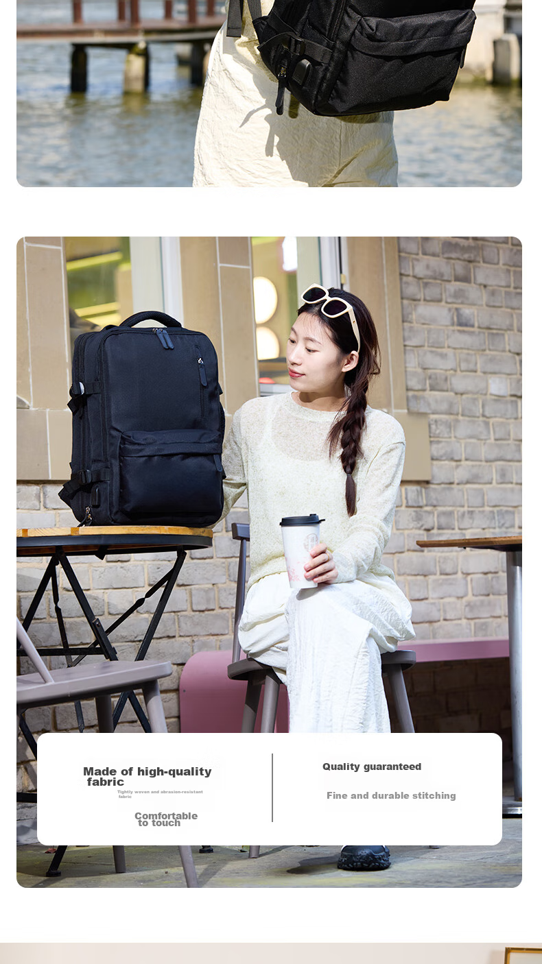 Etravel Backpack, Business Travel Laptop Bag, Large Capacity School Bag for College Students, Black 8