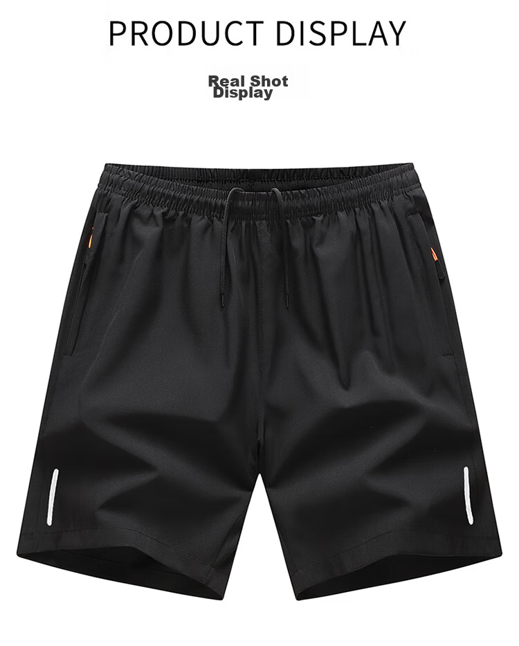 NASA GOOD Men's Shorts, Summer Solid Color Versatile Trendy Sports Thin Breathable Elastic Loose Five-Point Pants, Black 5XL 16