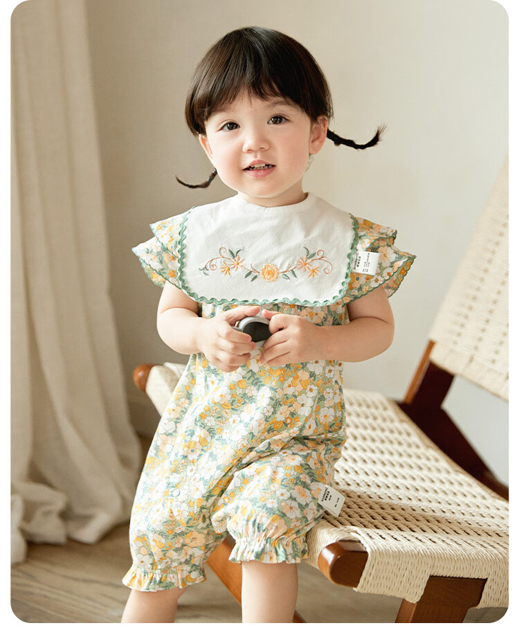 Wismorni Baby Clothes, Summer Thin Style, Girl's Short-Sleeve Bodysuit, Princess Summer Outfit, Full Moon Romper, Crawling Suit 12