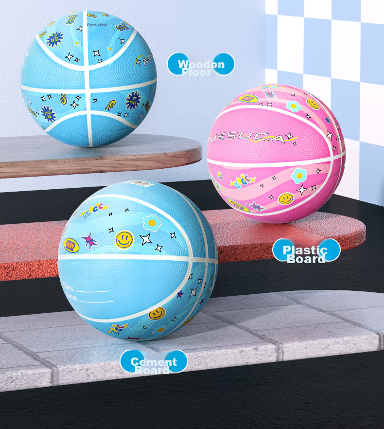 Mesuca Children's Basketball, Size 5, Youth Toy, Kindergarten Bouncy Ball, for Ages 3-6, Small Rubber Ball - Boys' Blue 8