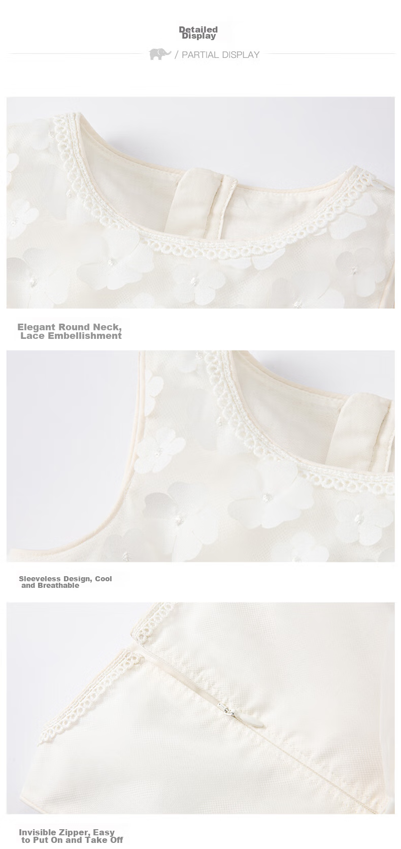 DAVE & BELLA Girls' Summer White Dress Tulle Princess Dress Baby Birthday Dress 7