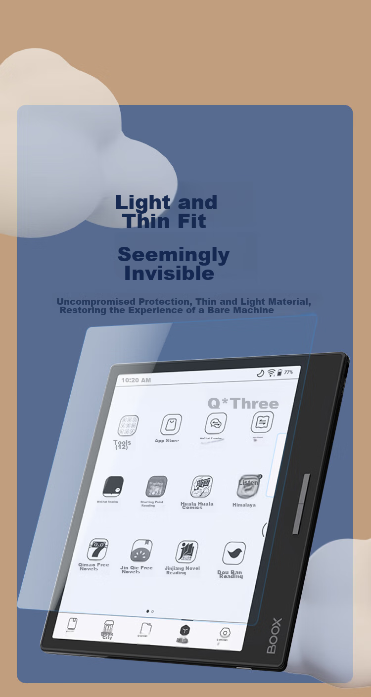 Freeson Compatible with BOOX Wenshi Leaf3 Screen Protector, 7-Inch E-Reader Anti-Blue Light Protective Film, Ink Screen Tablet Anti-Scratch Drawing Writing Continuous Touch Paper Film 3