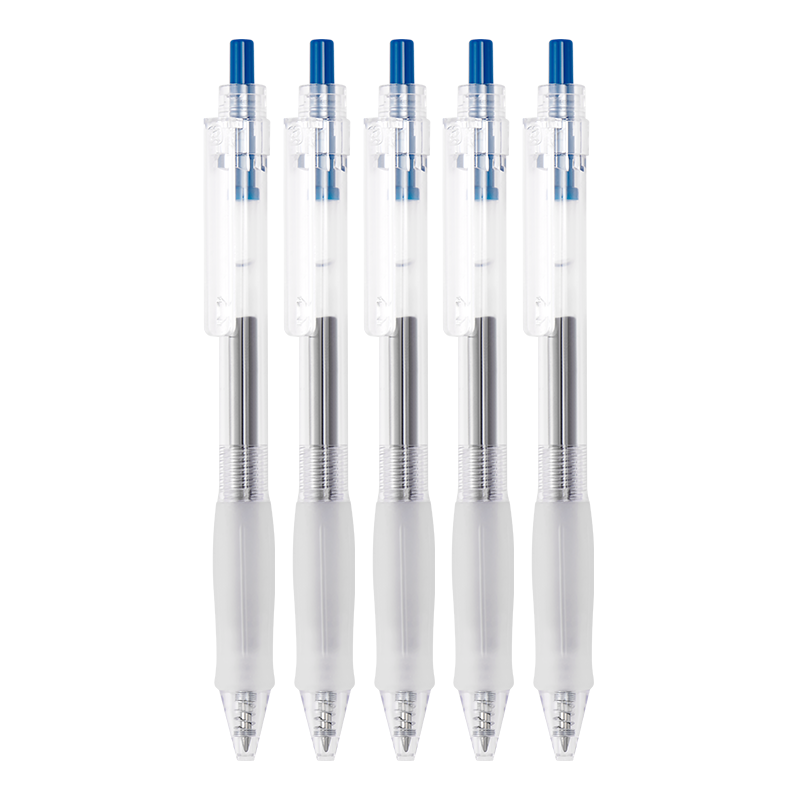 KACO [Back to School Essential] KACO Transparent Retractable Gel Pen, Doctor's Prescription Pen, 0.5mm Bullet Tip, Blue-Black Color, Signature Pen, Writing Pen, Pack of 5
