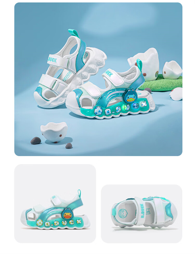 B.Duck Children's Sandals, Cartoon Fashionable Shoes for Boys And Girls, Summer Closed-Toe Beach Shoes, 5006 White-Pink, Size 30 12