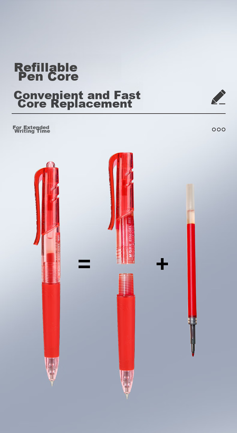 M&G Stationery E01 Retractable Gel Pen, Student 0.5mm Red Pen, Bullet Tip, Office Supplies, Red, 12 Pens/box, National Day Gift 10