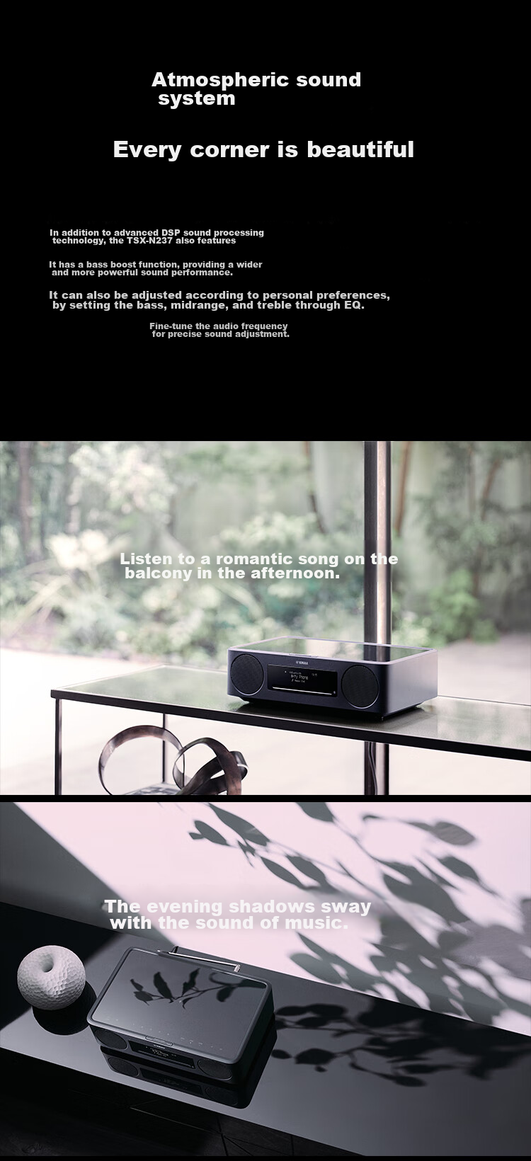 YAMAHA TSX-N237 Retro Bluetooth CD Desktop Speaker Two-Way Speaker Radio Wireless Charging USB Playback Fashion White 7