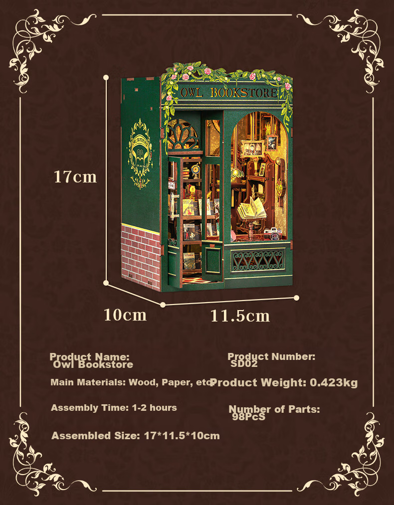Cutebee [Birthday Gift] Bookstore Memories DIY Dollhouse, Exquisite Building Blocks Puzzle, Gift for Boys And Girls on Their Birthday 9