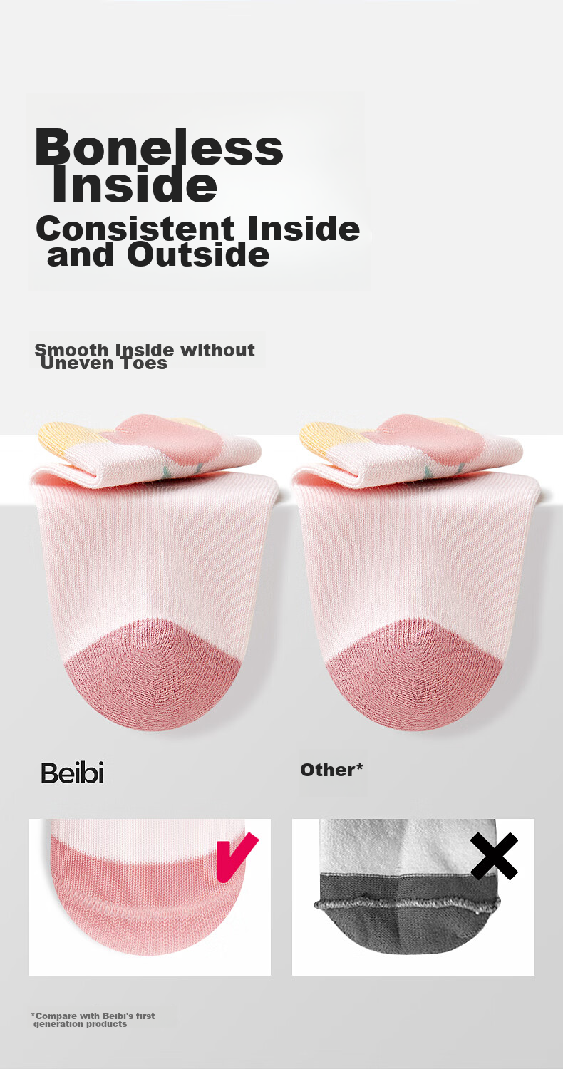 Beibi Baby Socks Spring And Autumn Pure Cotton Infant Socks Girls' Newborn All-Season Seamless Mid-Calf Socks 0-12 Months 9