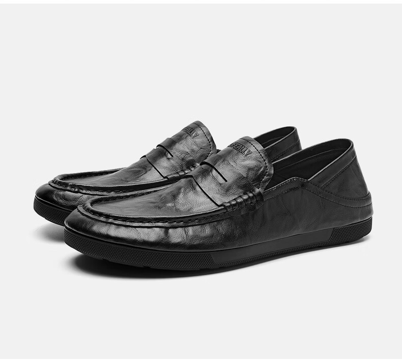 HLA Men's Casual Slip-On Loafers with Soft Soles, HAAPXM2FBI171, Black, Size 41 27