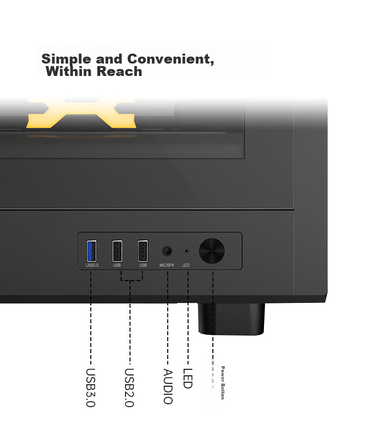 Golden Field Jianyu Jixi Black Wide Desktop Computer Case, Front Panel without Fan Leakage, Fully Compatible with 240mm Water Cooling, M-ATX Motherboard, 180mm CPU Cooler Height Limit 8