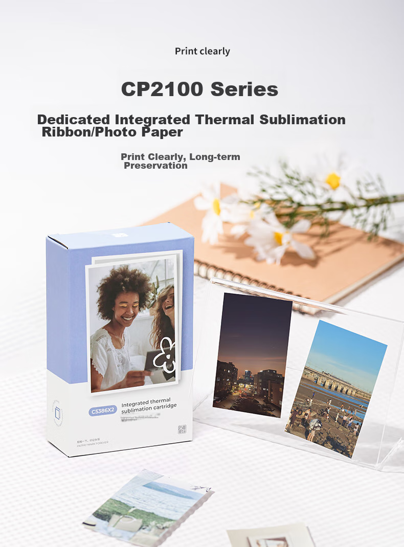 HPRT Mobile Phone Wireless Bluetooth Three-Inch Pocket Color Photo Printer Dedicated Film Ribbon Set, Compatible with Models CP2100/Z3 1