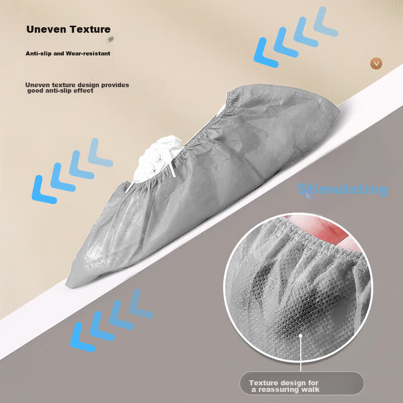 Baicaoyuan Disposable Shoe Covers, Non-Woven Fabric Shoe Covers for Home Indoor Use, Durable Anti-Slip Large Size Thickened Dustproof Breathable Gray