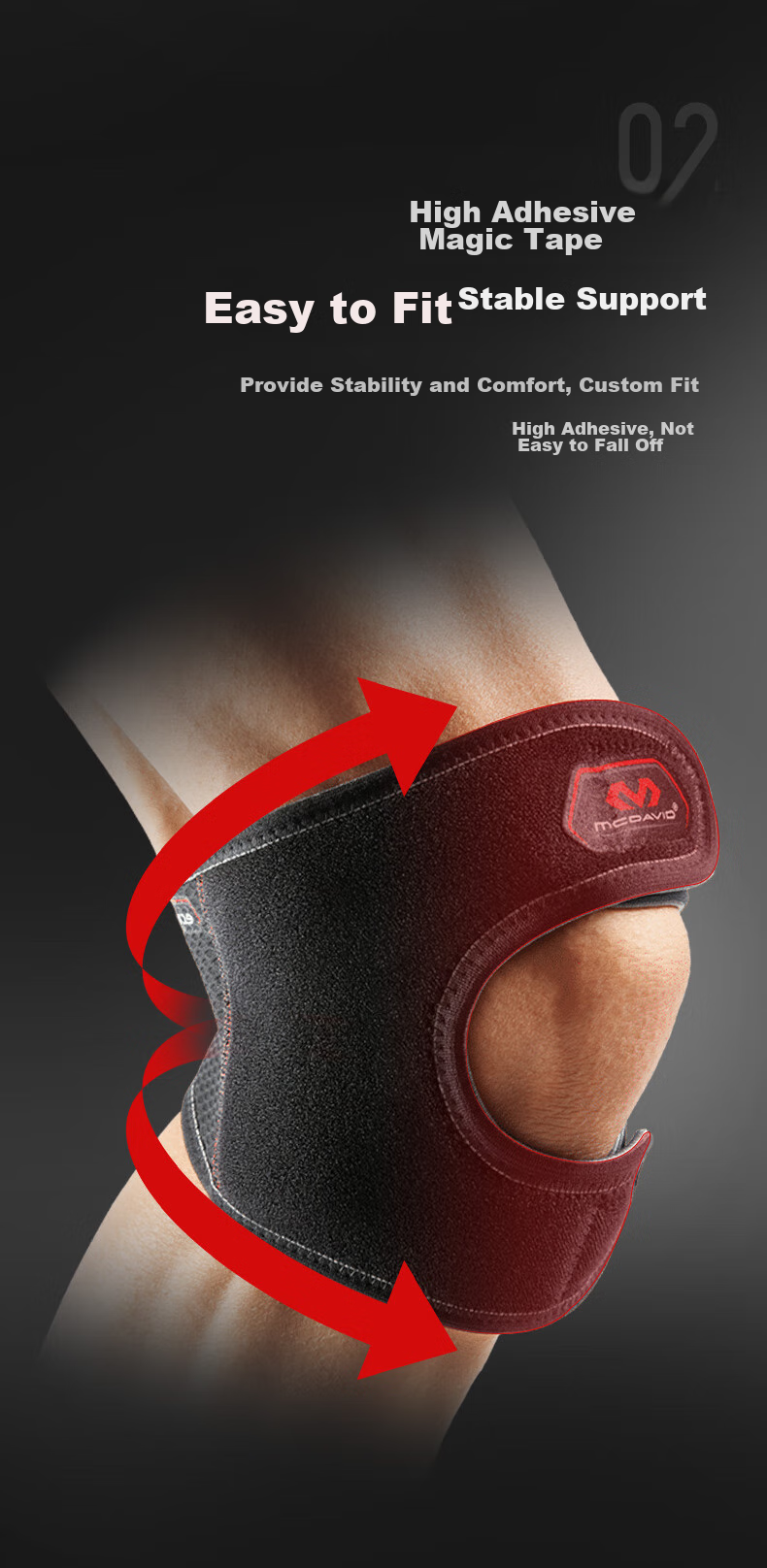 McDavid Hiking Running Cycling Outdoor Sports Knee Support, Adjustable Basketball Protective Knee Brace, Size S/M 6