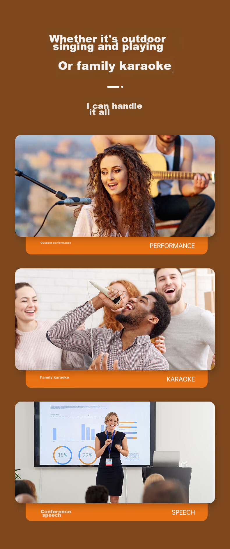 AROMA Acoustic Guitar 15W Folk Speaker, Singing Rechargeable Portable Outdoor Bluetooth Musical Instrument Smart Speaker AG-15A 5