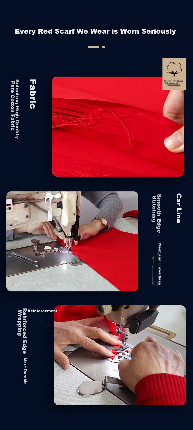 Linlei Red Scarf for Elementary School Students, Pure Cotton Thickened Standard Small Size Red Scarf, 1 Meter (5 Pieces Per Box) 5