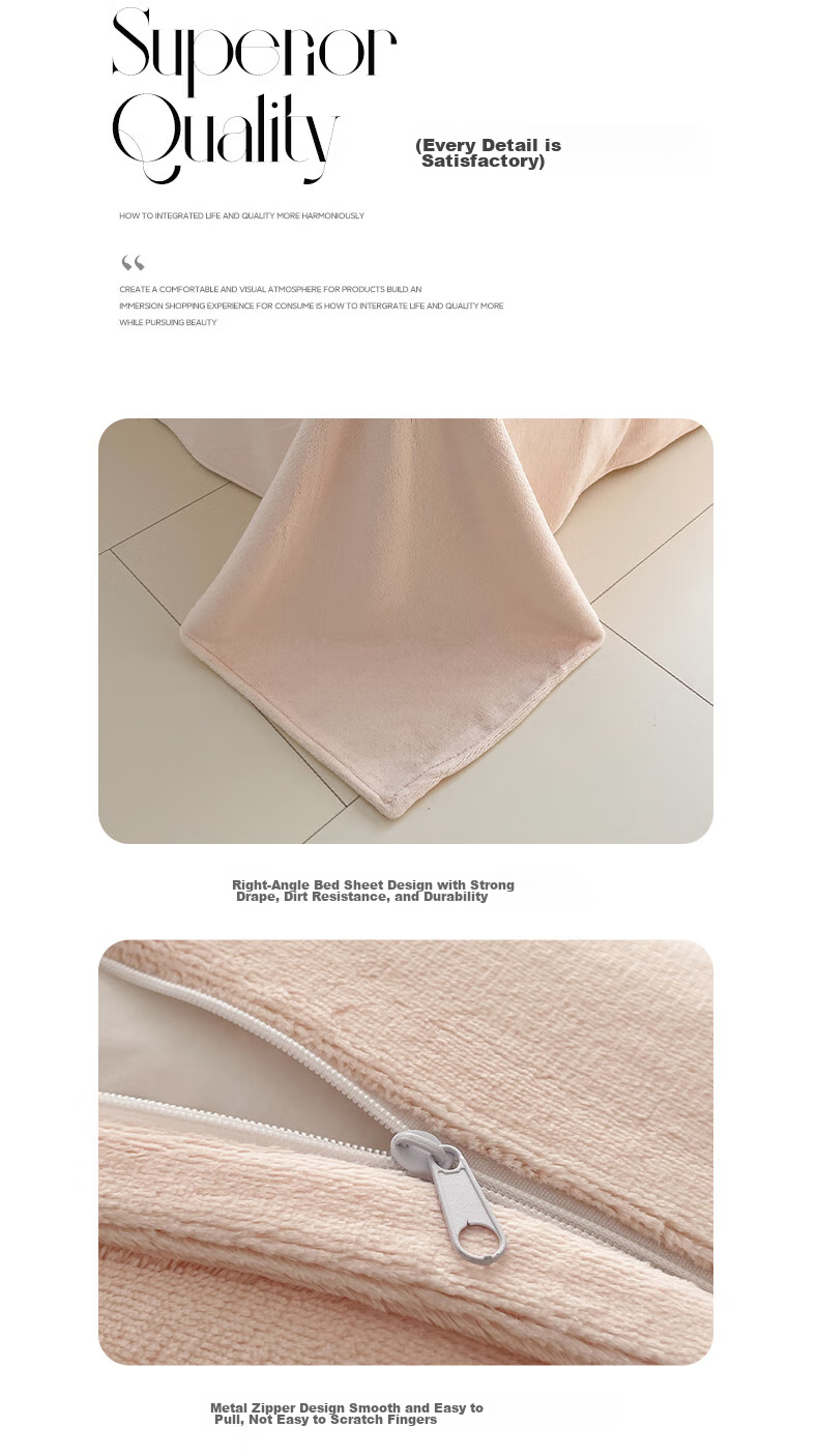 Grace Milk Velvet Three-Piece Set, Flannel Student Dormitory Single Duvet Cover 150*200cm - Cocoa Pink + Fragrant Jade 11