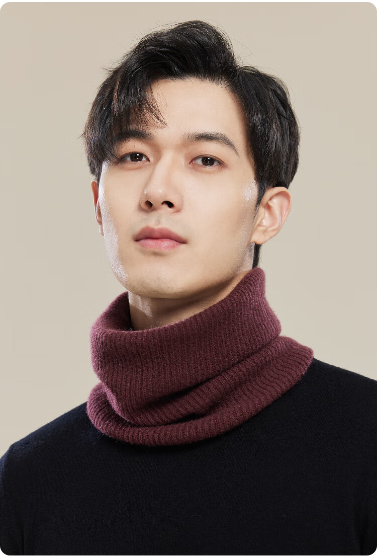 JIUMU Cashmere Warm Neck Gaiter for Men, Autumn And Winter Cold Protection Neck Warmer, Cycling Hoodie Neck Wrap, Wool Scarf for Men in Winter 16