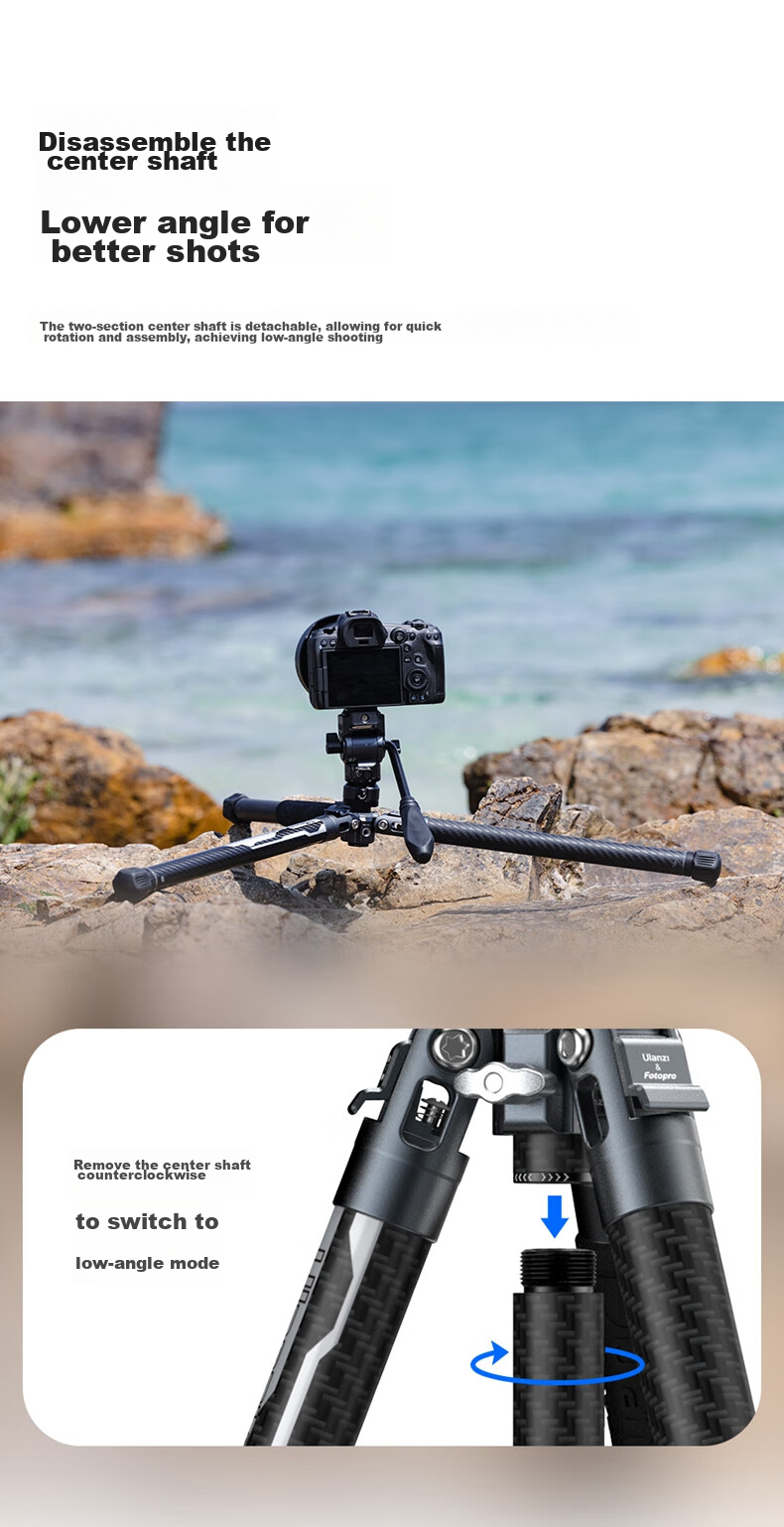 Ulanzi F38 Carbon Fiber Tripod, Air Three Air Hydraulic Pan Head, Portable Outdoor Quick-Release Quick-Install Digital Camera Photography Tripod 9