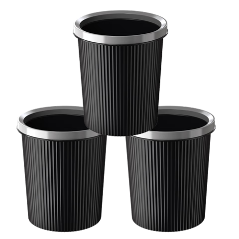 Bendi Trash Can Set of Three, 11L Black, Large Capacity for Kitchen, Living Room, Bathroom, Office, Dormitory