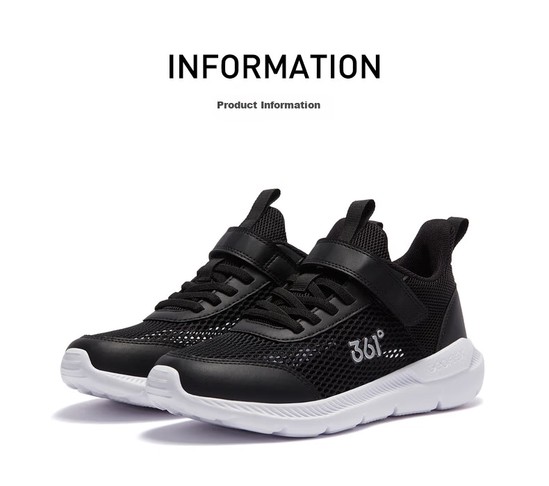 361° Children's Running Shoes Summer 2026 Boys And Girls 3-12 Years Old Lightweight Large Mesh Running Shoes Black Size 34 37