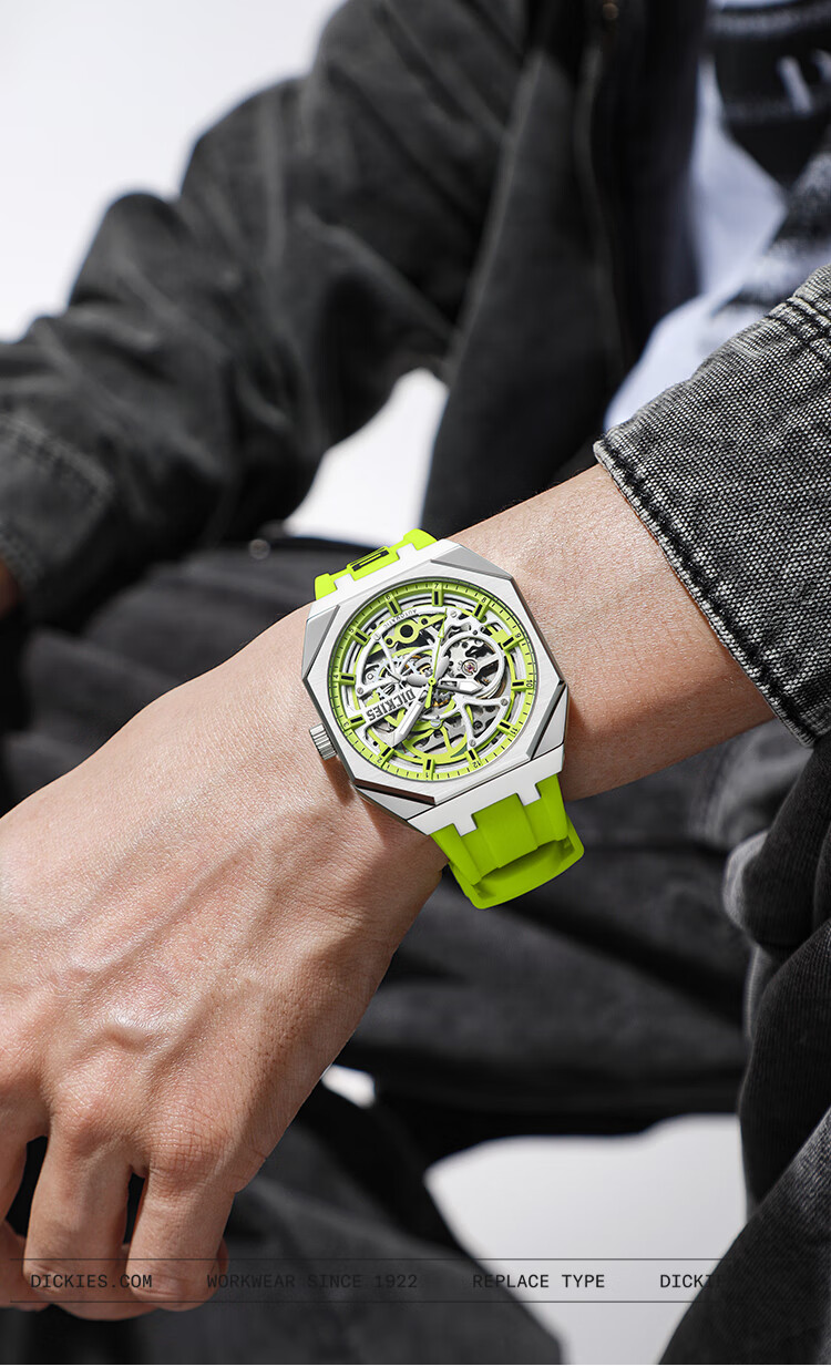 Dickies Men's Mechanical Skeleton Watch with Luminous Hands, Fashionable Mechanical Timepiece Gift, New Model CL-549 for 2026, Gree 5
