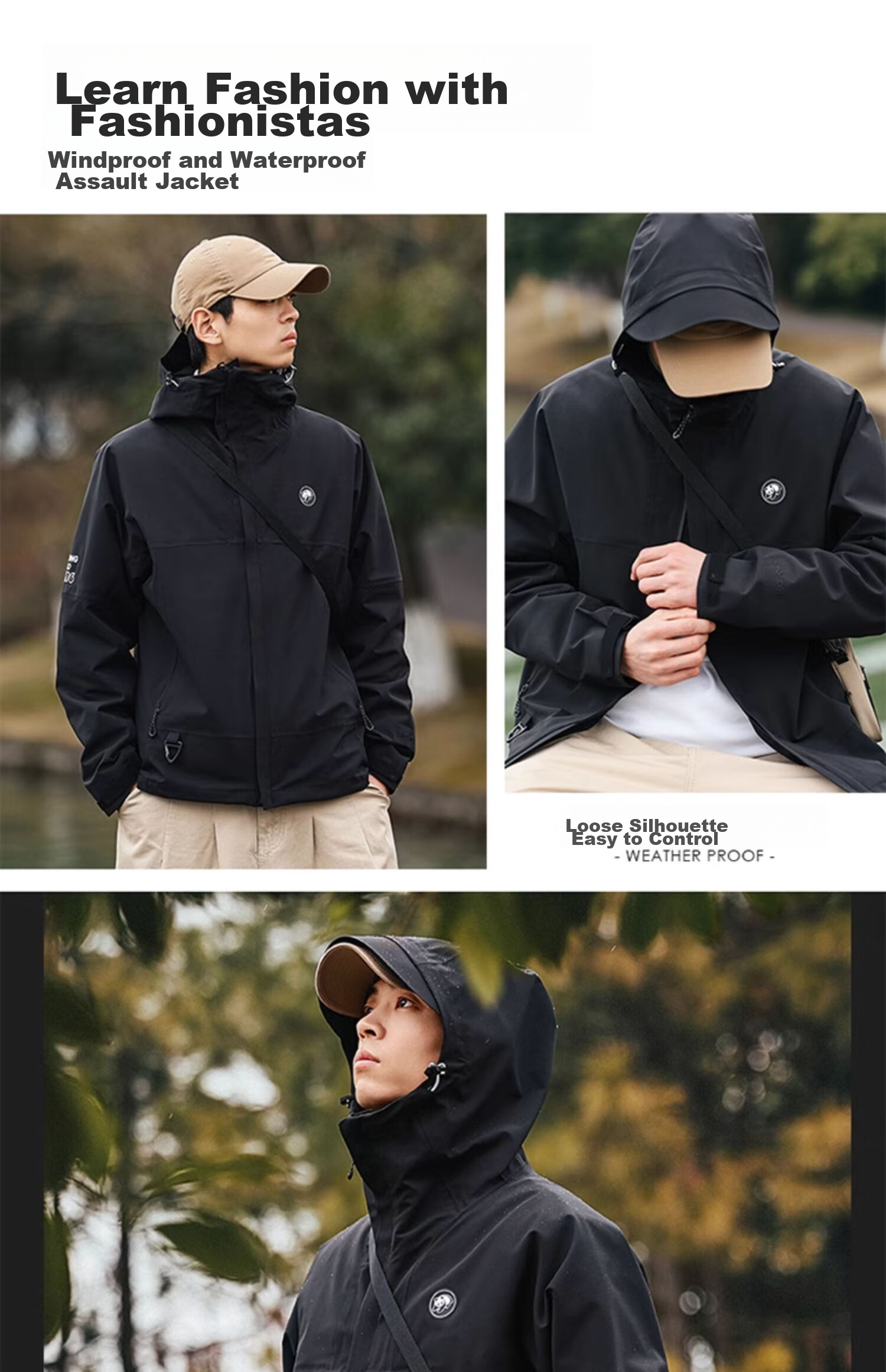 CAMEL Panda Windbreaker Jacket for Men And Women, Spring And Autumn Outerwear, Windproof And Waterproof Outdoor Clothing A34BA3L1166, Night Purple, XL 6