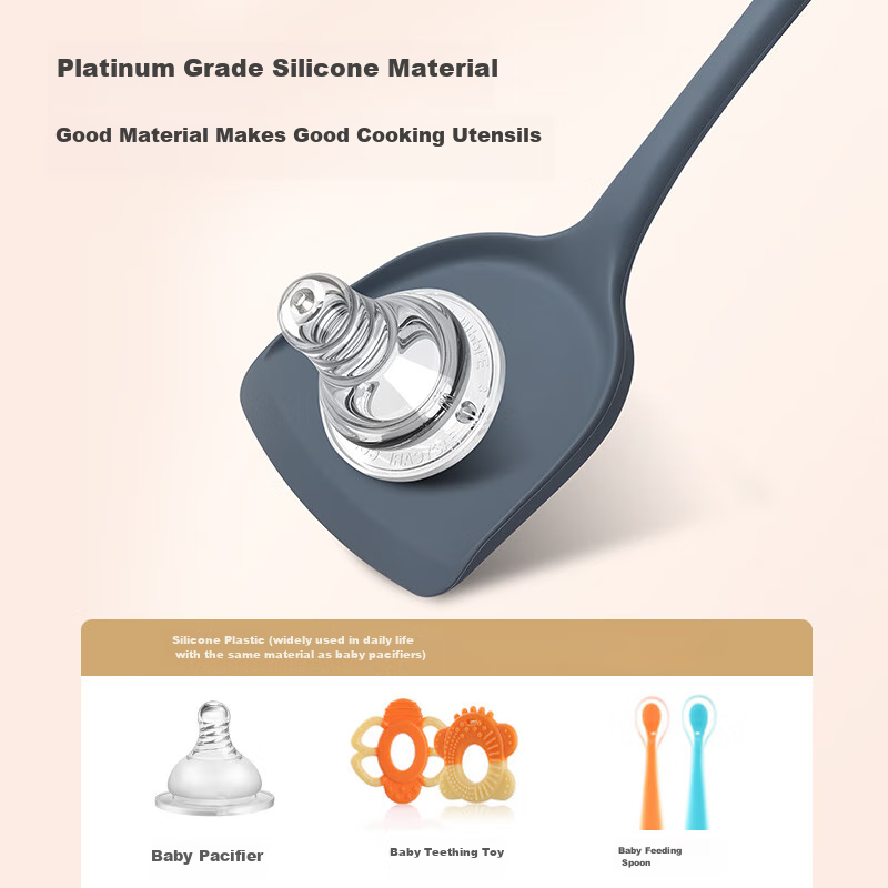 JD Jingzao Kitchen Utensils Set： Spatula, Slotted Spoon, Soup Ladle, Rice Spoon, Food-Grade Silicone [With Storage Rack]