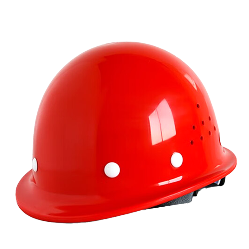 SHOUDUN Fiberglass Safety Helmet High-end Round Dome Construction Site New National Standard Anti-smash Breathable Red [No Printing] B30 Fiberglass Round Ventilated