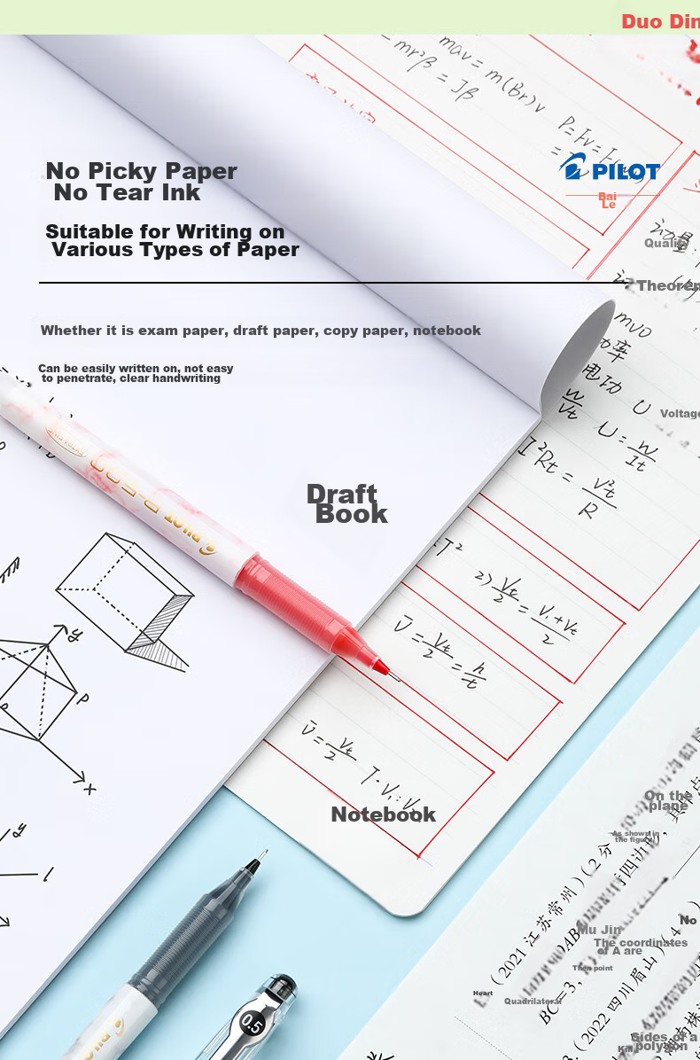 PILOT P500 Gold Label Gel Pen, 0.5mm Signature Pen, Business Direct Liquid Rollerball Pen, Student Exam Writing Pen, High-Value Stationery Set, 4 Black And 1 Red, 5 Pens 6