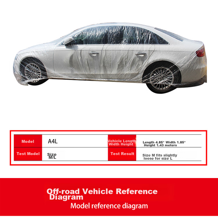 BWNK Disposable Car Cover, Waterproof And Dustproof, Plastic Transparent Car Cover, Thickened M Size [Compact Sedan] 4