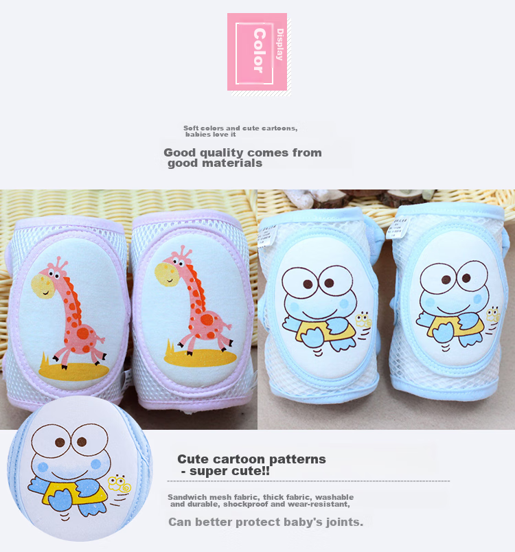 Xiqinbao Baby Knee Pads, Crawling Knee And Elbow Protectors, Infant Fall Prevention Knee Guards (Adjustable), Pink, 1 Pair 3