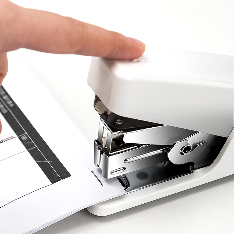 Deli Single-Button Push-Button Stapler Compatible with #12 Staples, Holds 50 Staples, White 0466 (Staples Not Included)