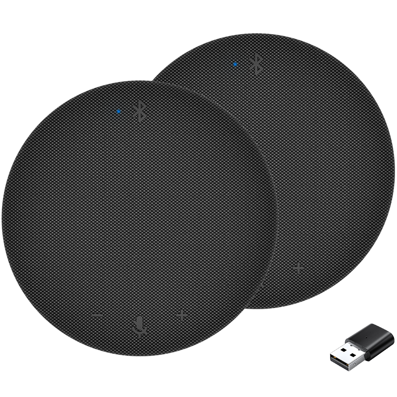 SHENGHUASHITONG Video Conference Omnidirectional Microphone, Wireless Bluetooth Dual-Channel Desktop Pickup, 10-Meter Sound Pickup Radius, Speaker with Noise Reduction, for Tencent Meeting, Feishu, Dingding SH-M510SL