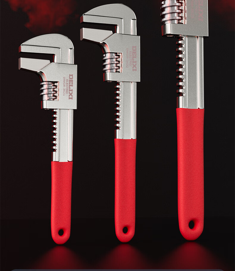 Delixi Adjustable Wrench Universal Multi-Function Pipe Wrench Thickened F-Type 15 Inch Right Angle Wrench 100mm Opening 1
