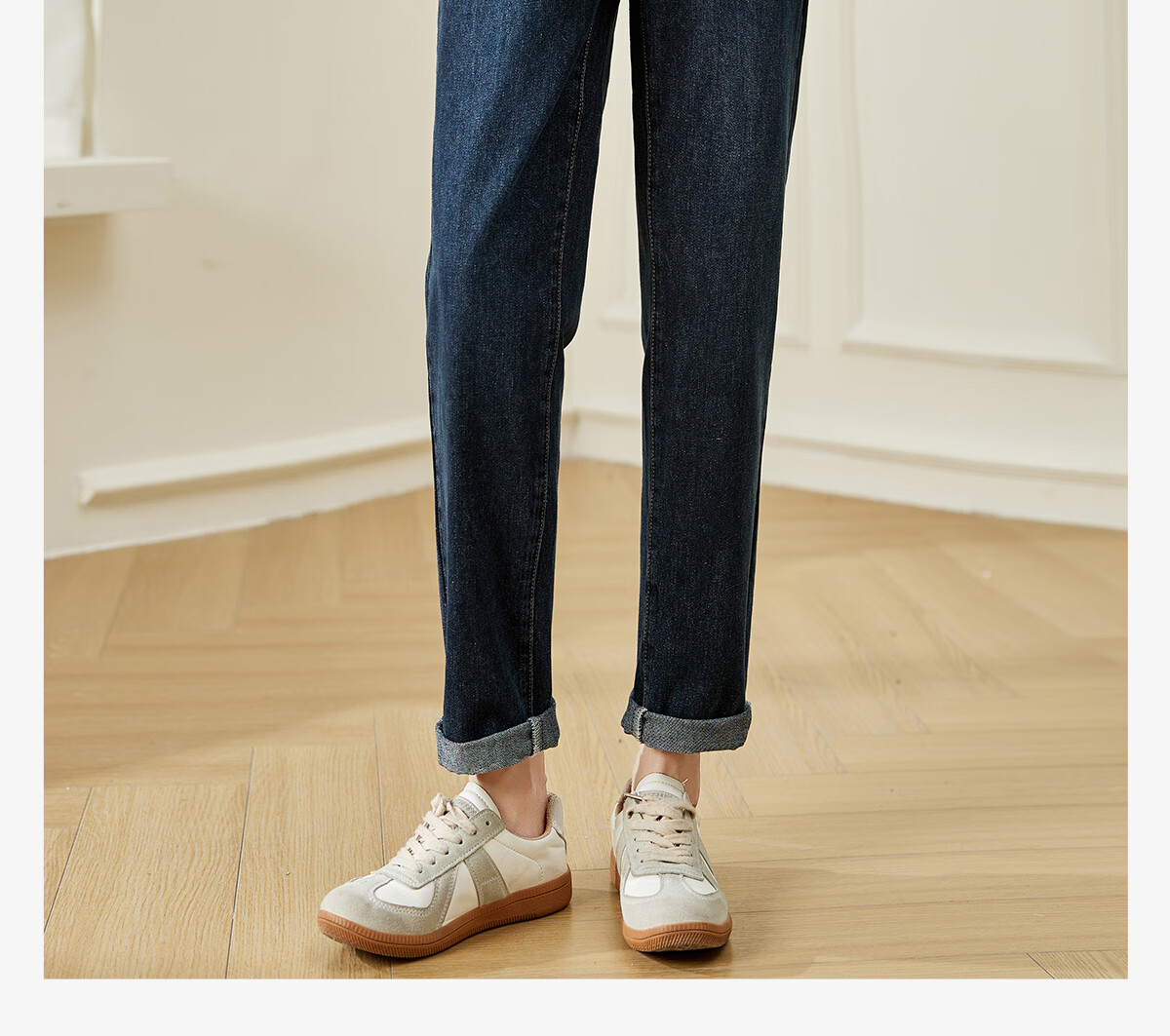 Chushen Women's High-Waisted Jeans, Two-Button Vintage Slim-Fit Straight-Leg Trousers, S143N1005 1