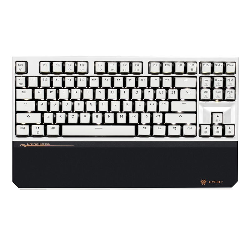 Hyeku X3 Wired/wireless 2.4G Dual-Mode Gaming Mechanical Keyboard, 87 Keys, PBT Keycaps, Black Forest Mousse, Kailh BOX Rose Red Switches, with Clip And Wrist Rest