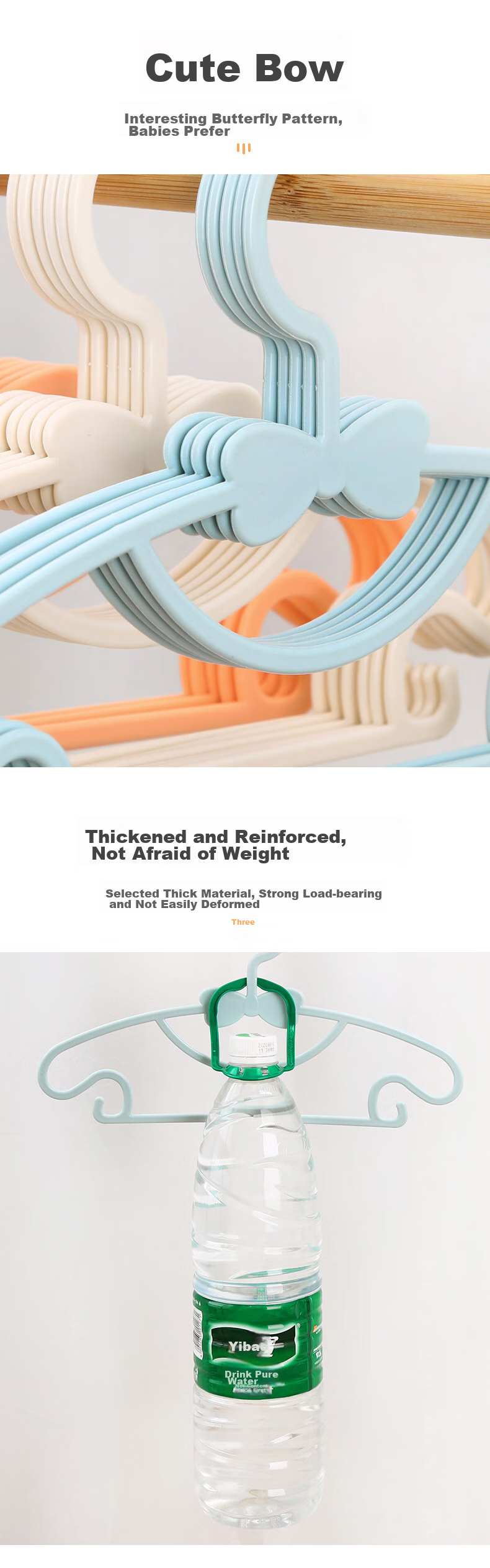 MENGTING Children's Hangers, Baby Clothes Hangers, PP Material, Seamless, Pack of 10 5