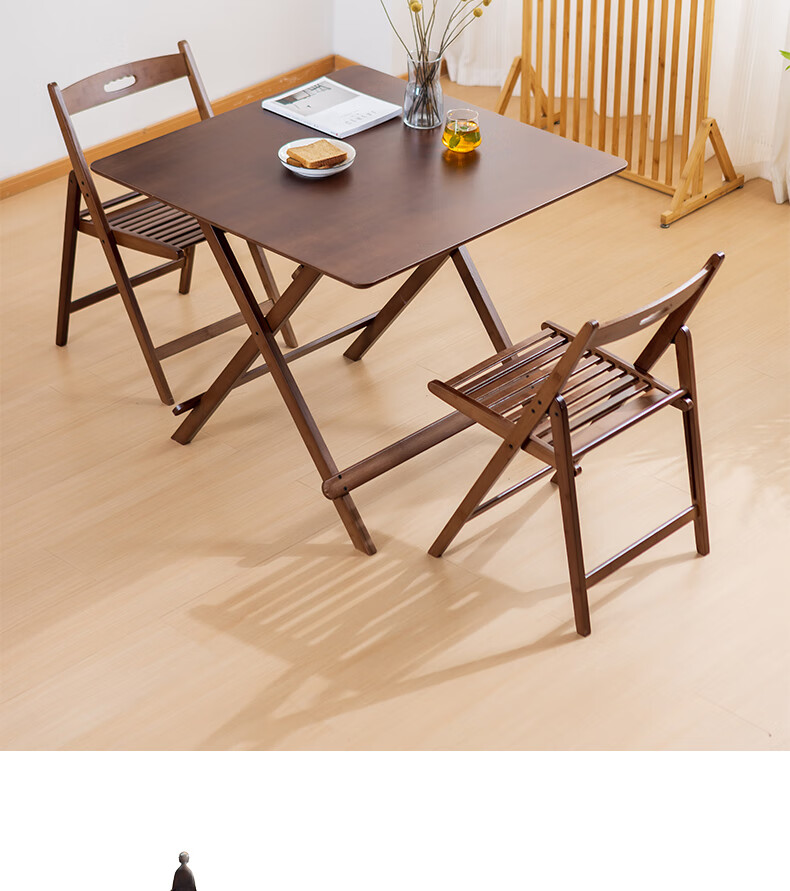 Taomengju Small Folding Square Table, Foldable Dining Table, Bamboo And Wood Eating Table, Simple Home Balcony Folding Table, Tea Table 4