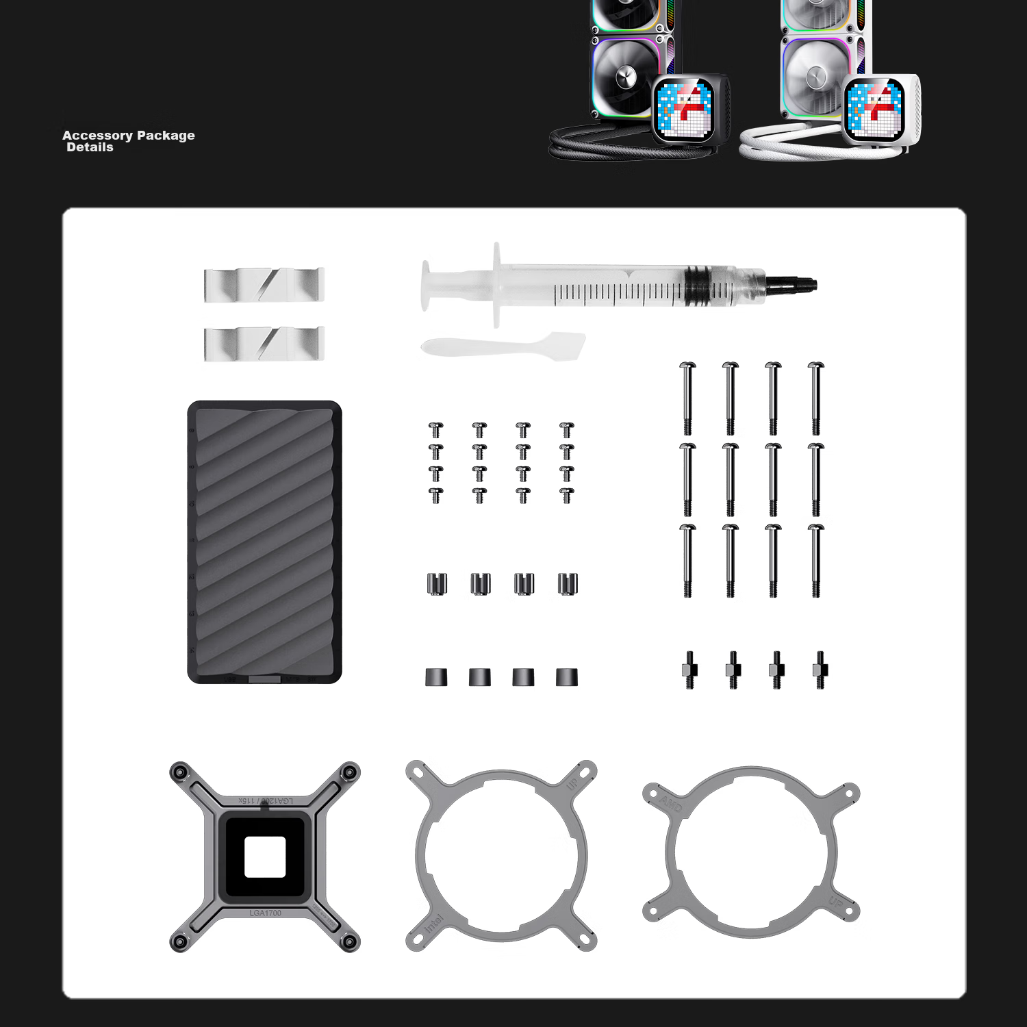 Aigo Star Cube 360 White CPU Cooler/360 Water Cooling with Screen/Matrix Pixel Screen/Customizable Animations/Aluminum Frame Fa 45