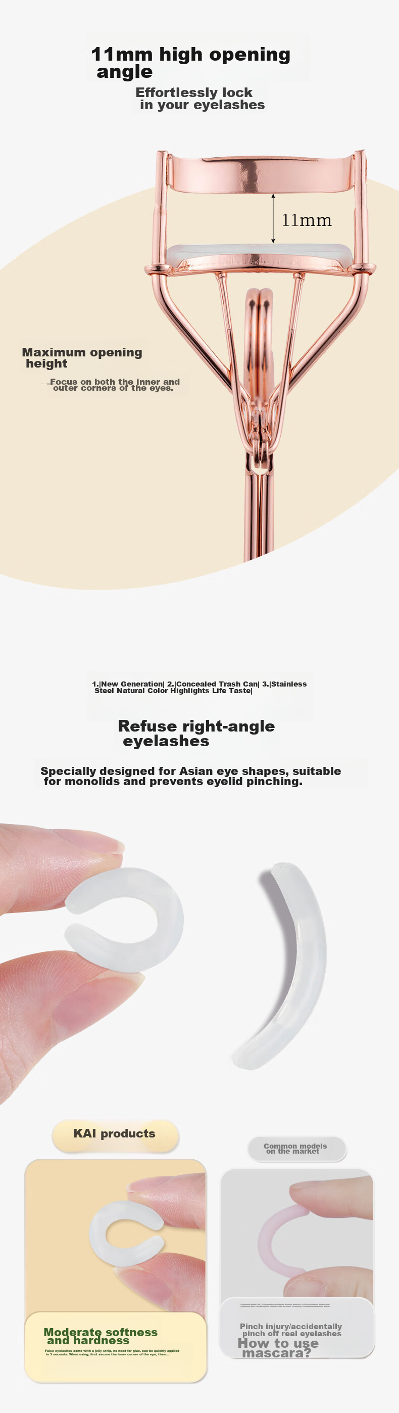 Beiyin (KAI) Curved Iron Eyelash Curler (19.5 Degrees), Patented Upgraded Versio 5