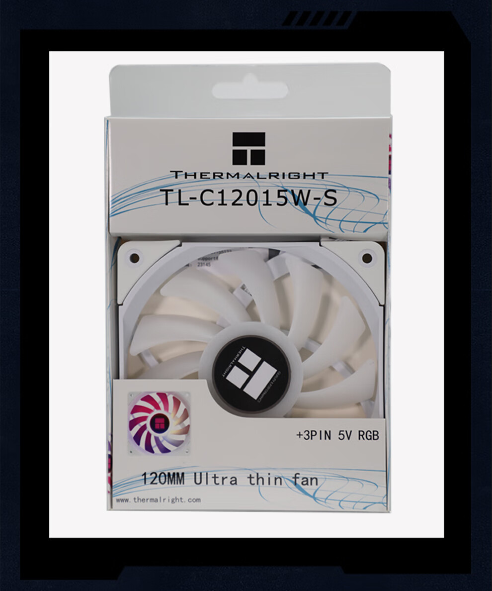 Thermalright TL-C12015W Pure White 12cm ARGB Thin Fan, 15mm Thickness, 4PIN PWM, 1500 RPM, S-FDB V2 Bearing 19